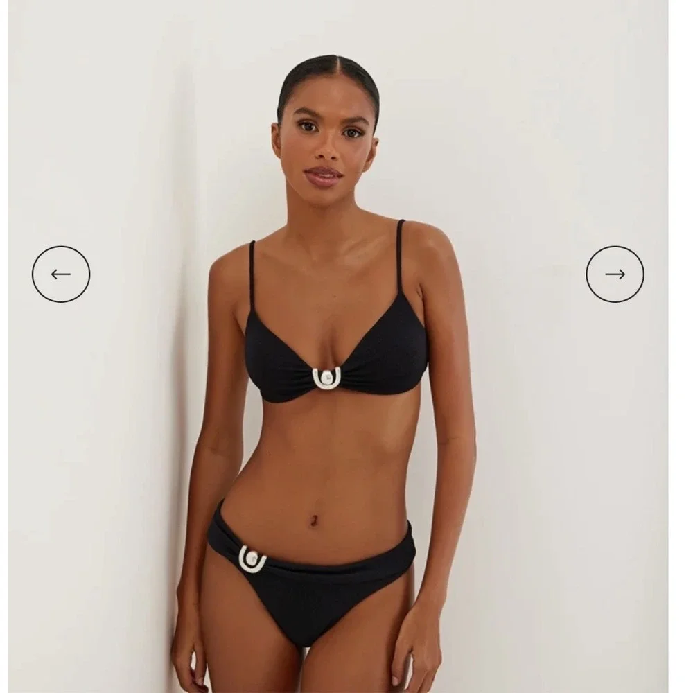 ViX Paula Hermanny Firenze Kori Bikini Bottom Black Silver Size M
